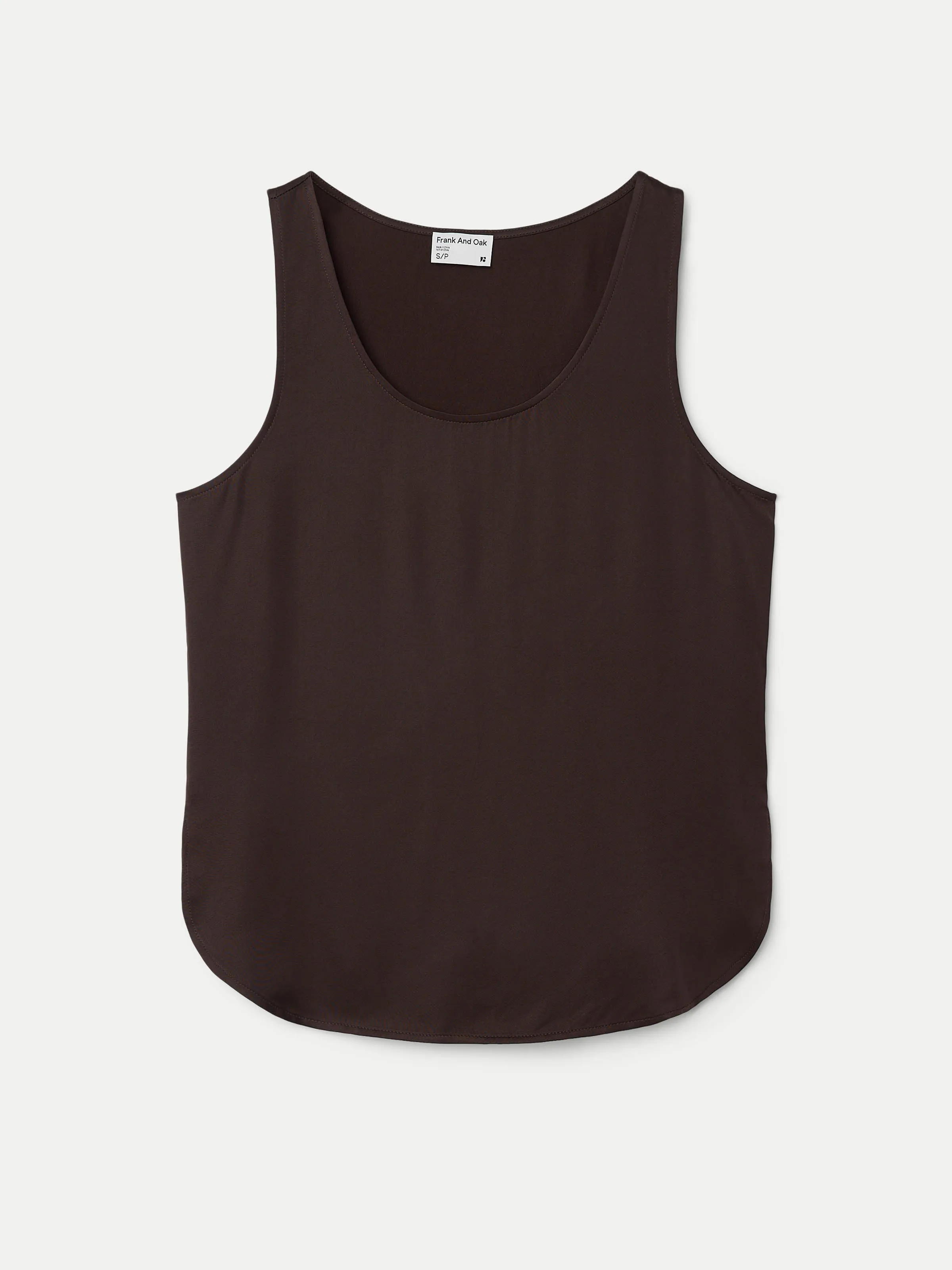 The Satin Tank Top in Dark Chocolate