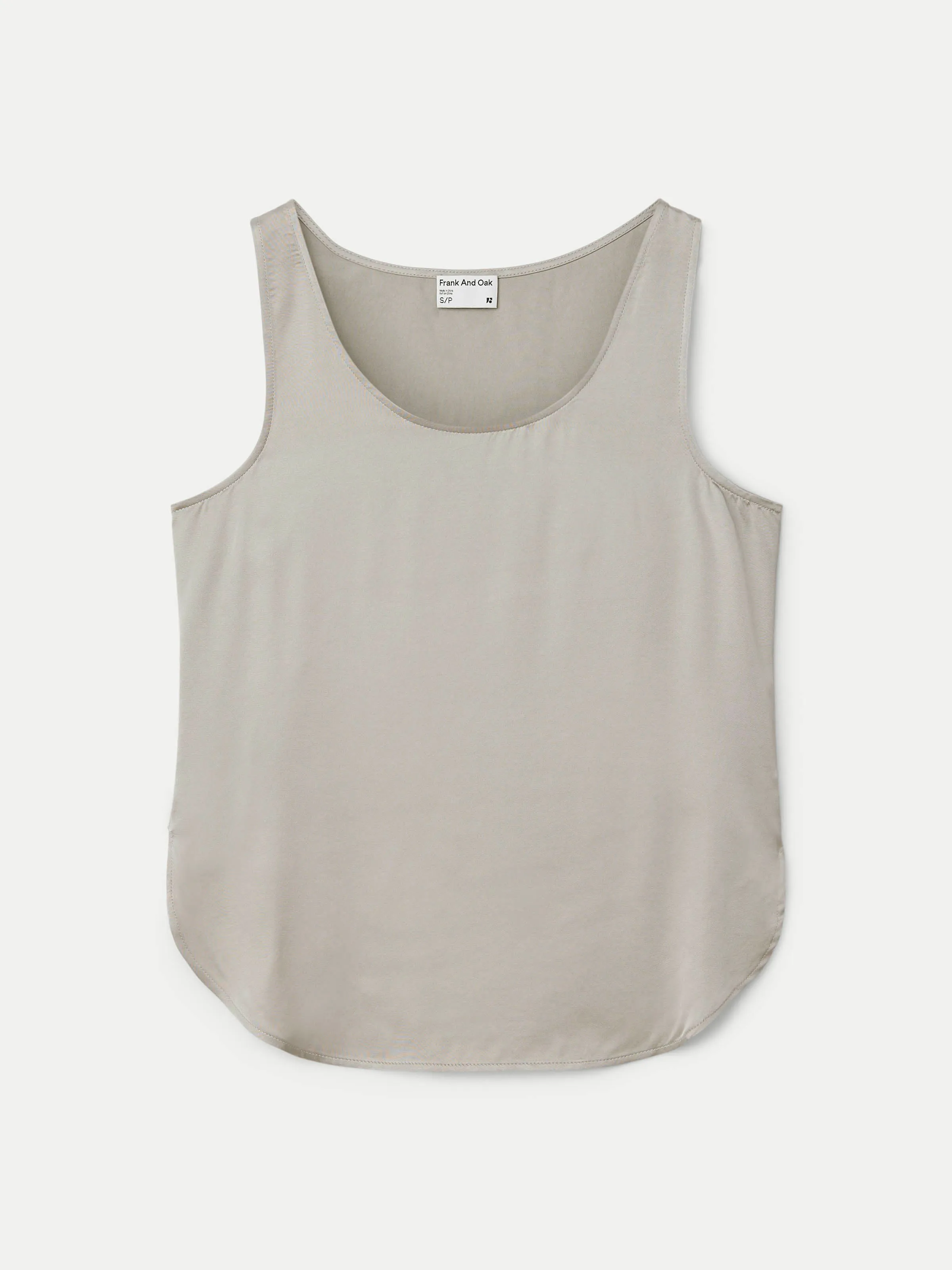 The Satin Tank Top in Light Grey