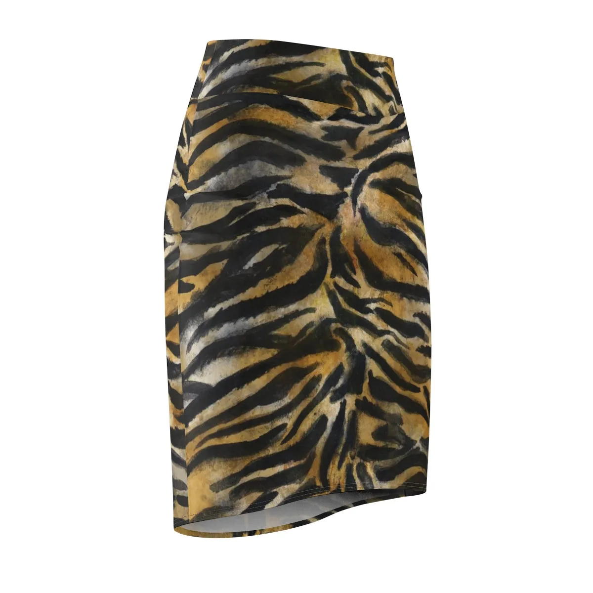 Tiger Striped Women's Pencil Skirt, Animal Print Women's Skirt - Made in USA (Size XS-2XL)