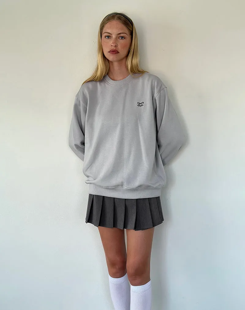 Tillie Sweatshirt in Lunar Rock with Ocean Storm Bow Embroidery