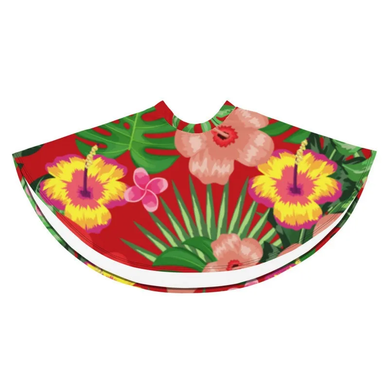 TROPICAL FLORAL RED SKATER SKIRT