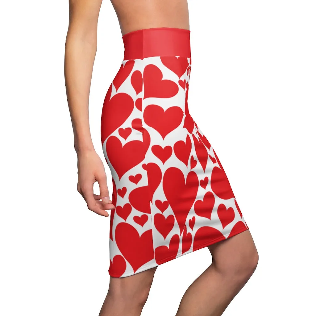 Uniquely You Womens Pencil Mini Skirt / Love Red Hearts - S867849