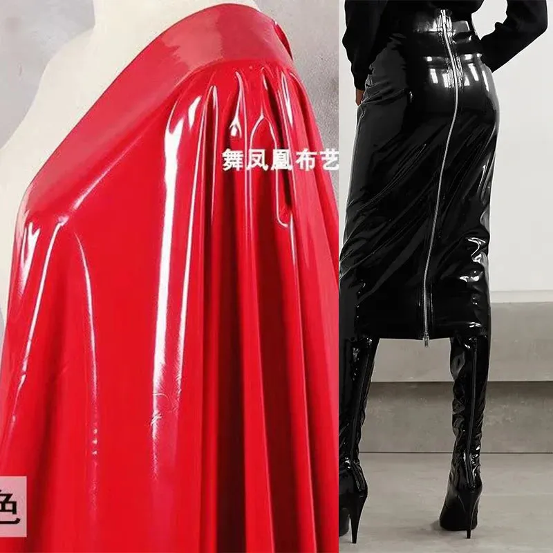 Uniwim Women Patent Leather Full Zip Shiny Skirts Sexy Latex 3XL 4XL Plus Size Slim Skirt Lady High Waist Knee Length Midi Skirt Custom