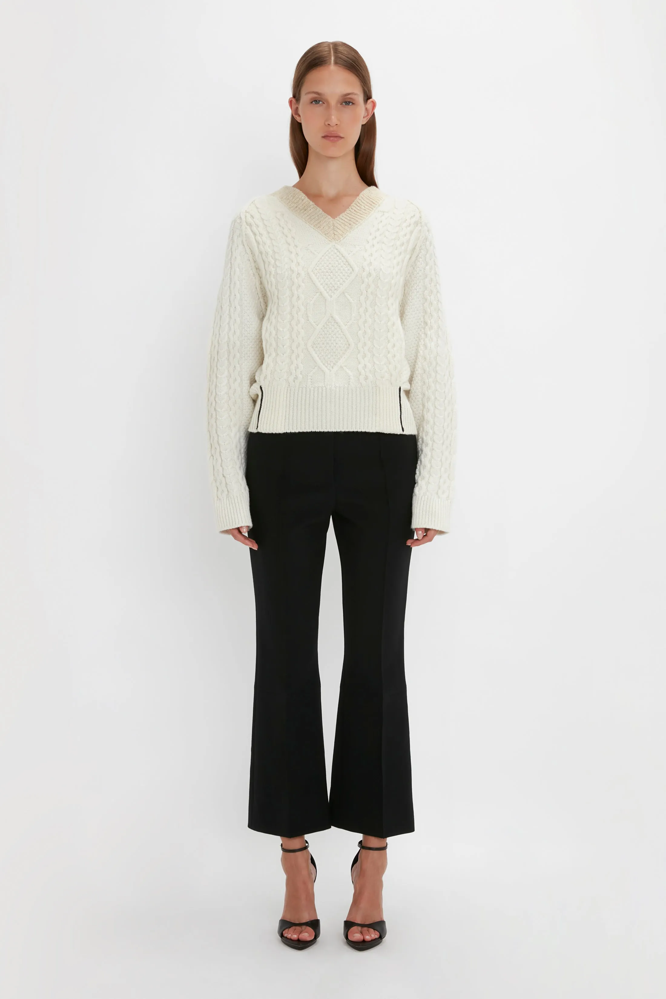 V-Neck Jumper In Natural