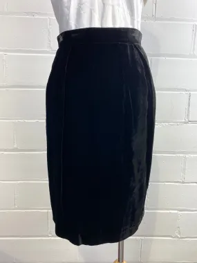 Vintage 80s Sunny Choi Black Velvet Pencil Skirt, Small