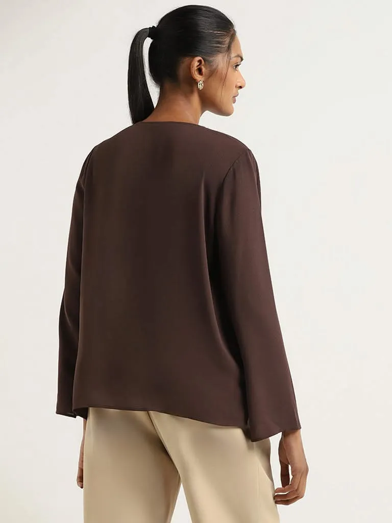 Wardrobe Brown Ruffled Top