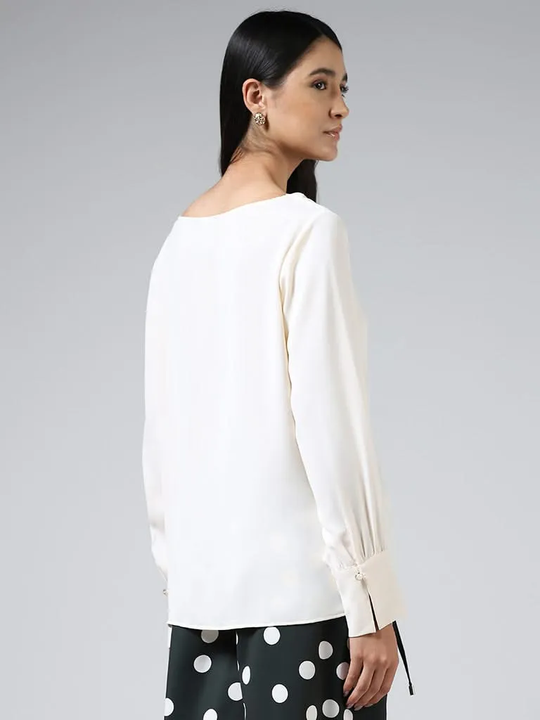 Wardrobe Off White Cowl Neck Top