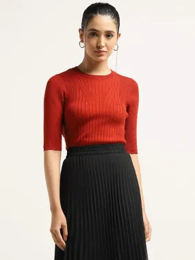 Wardrobe Rust Ribbed Top