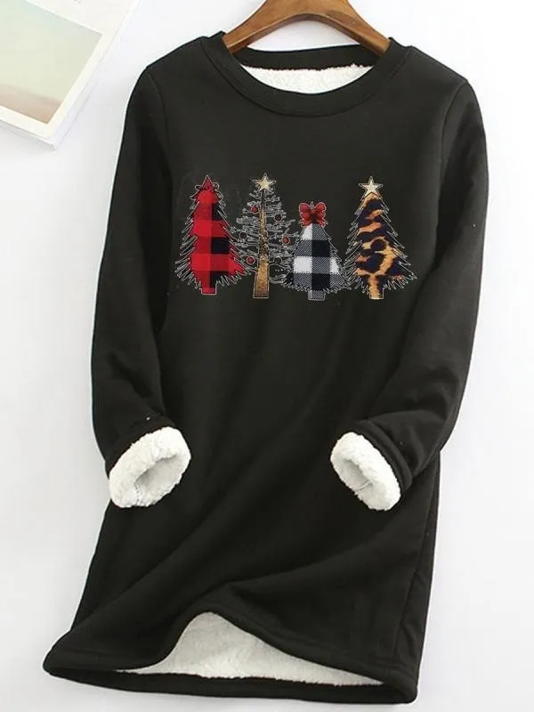 Warm Christmas Tree Print Long Sleeve Shirt Thermal Underwear