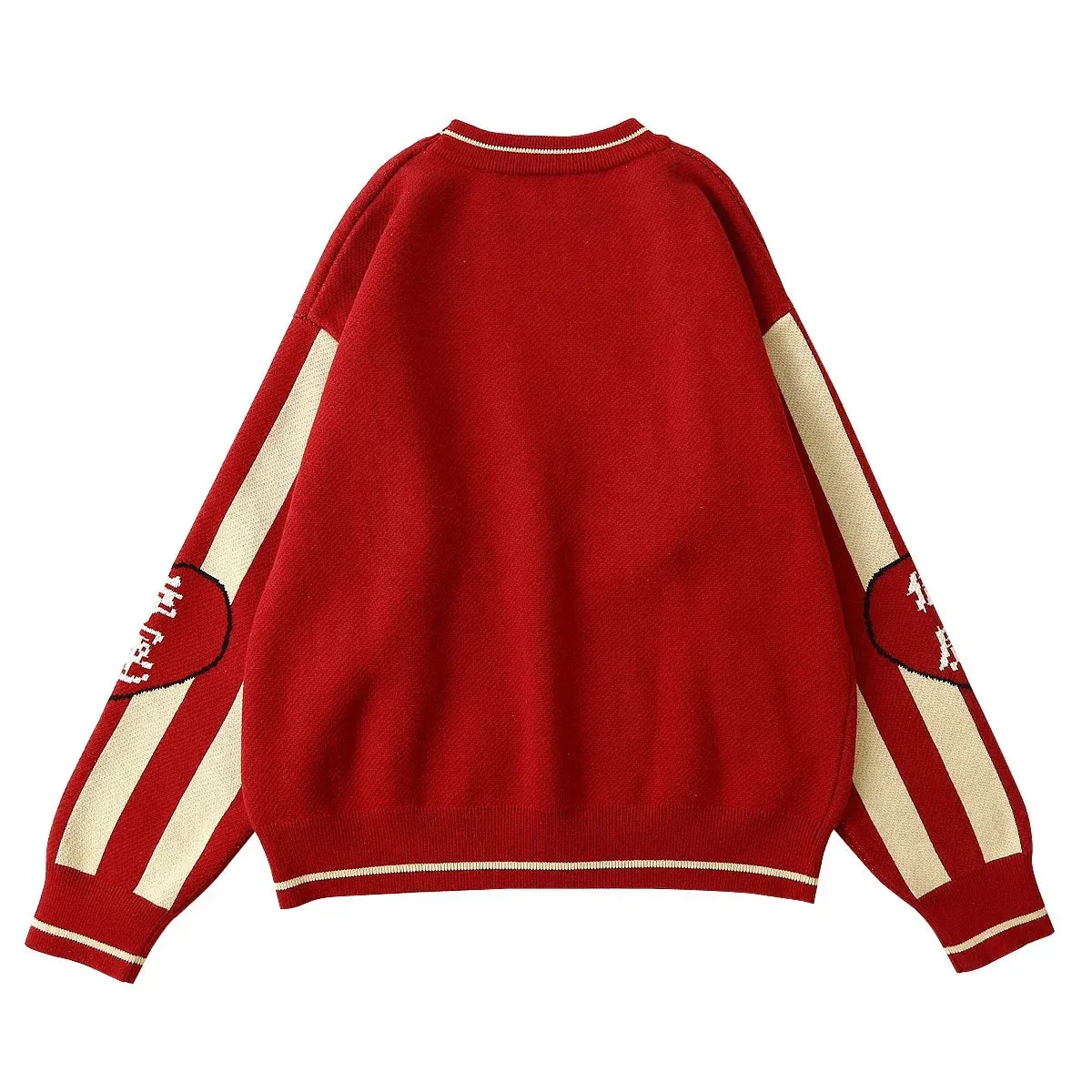 Wenkouban-Christmas Thanksgiving outfits_Thick Warm Retro Lucky Cat Red Cotton Jumper Christmas Sweater