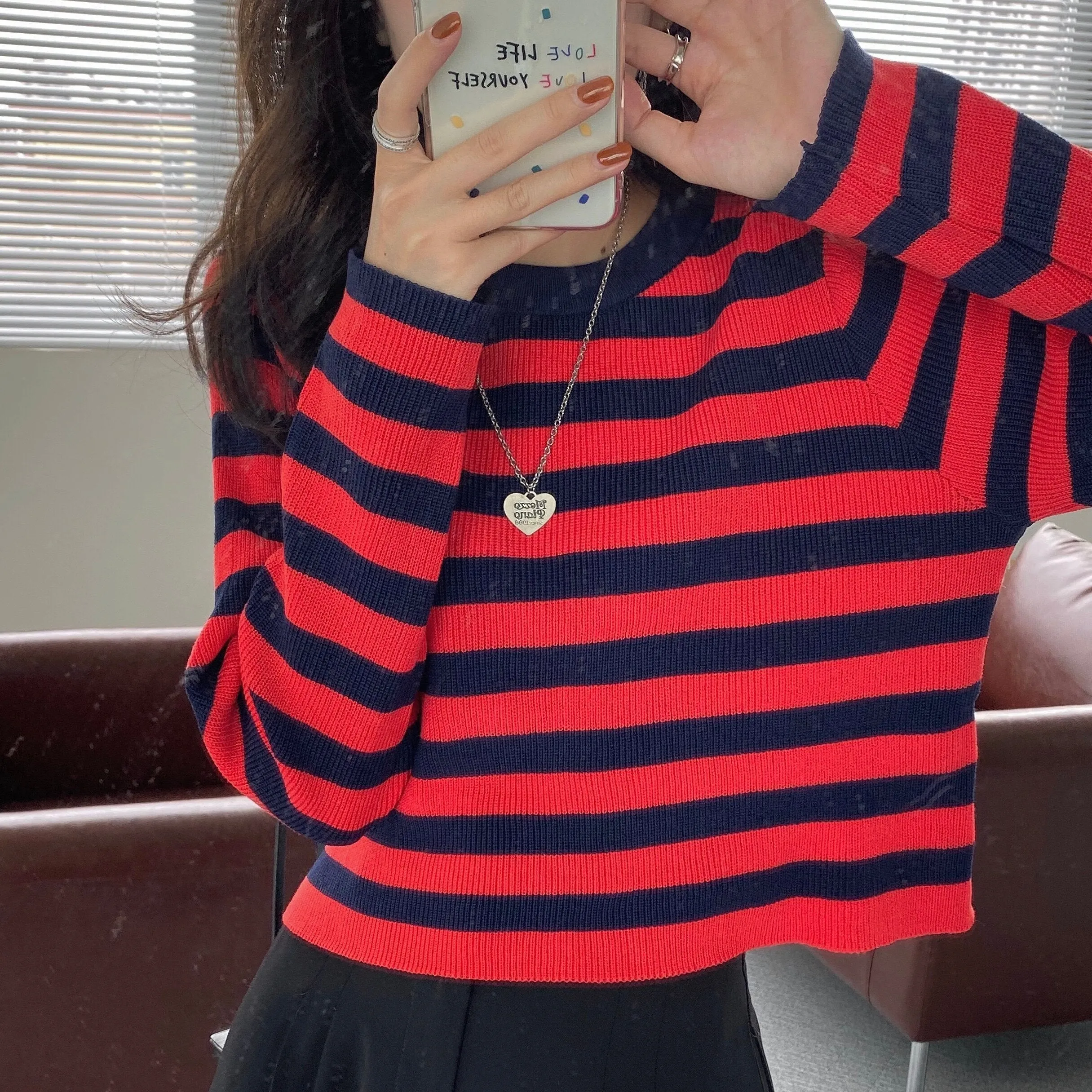 Wenkouban PEONFLY Korean Striped Sweater Women Fashion Basic Casual 2022 Autumn Female Kintted Pullovers Long Sleeve College Wind Jumper