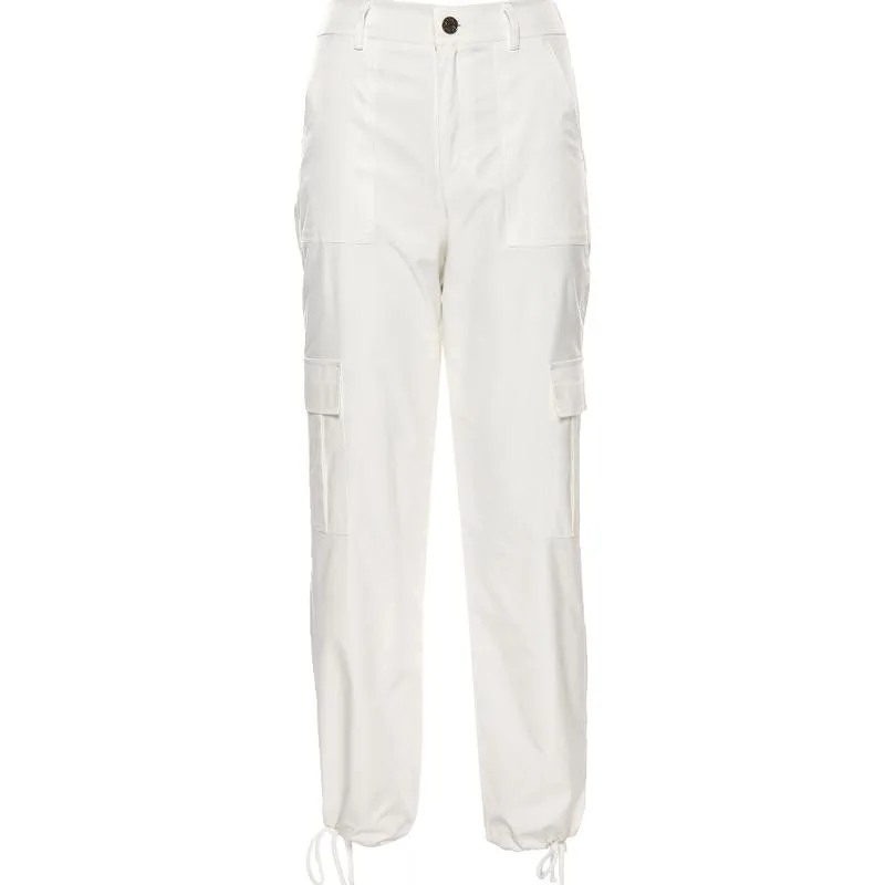 White Baggy Street High Waist Pants SD00691