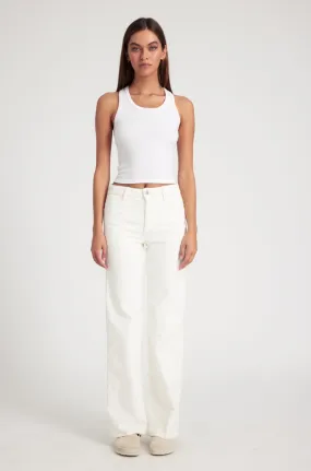 White Corduroy Carpenter Pants