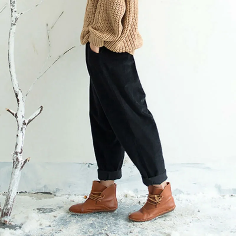 Wide Leg Pants, Baggy Corduroy Pants, Black Pants Women