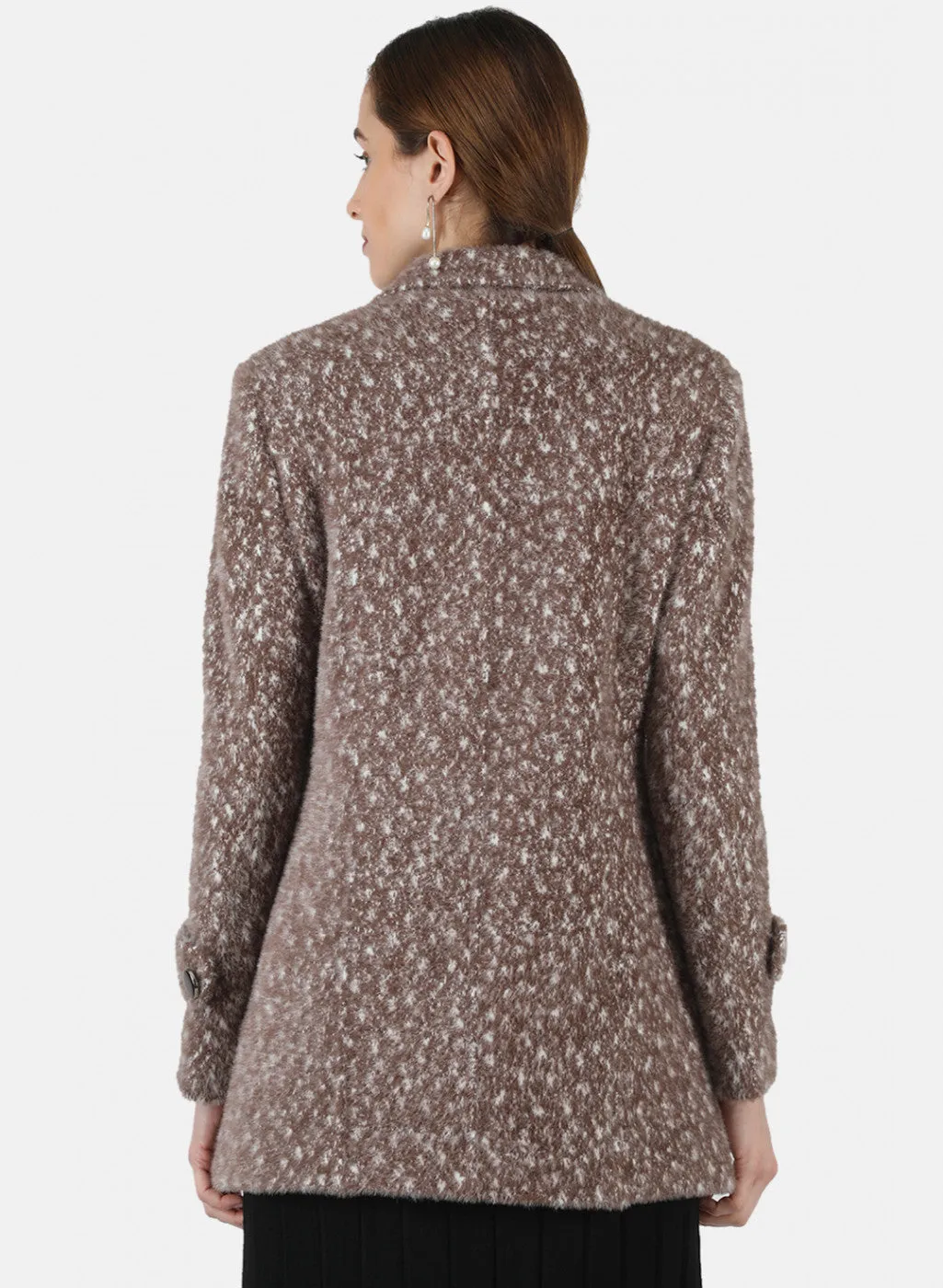 Women Brown Jaquard Coat