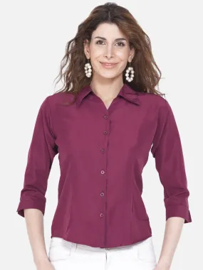 Women Burgundy Formal Shirt