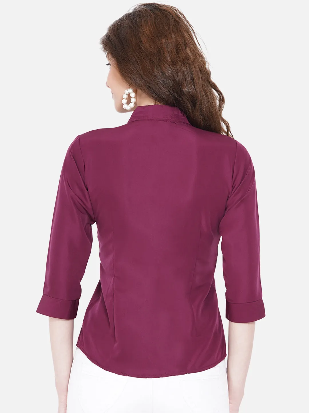 Women Burgundy Formal Shirt