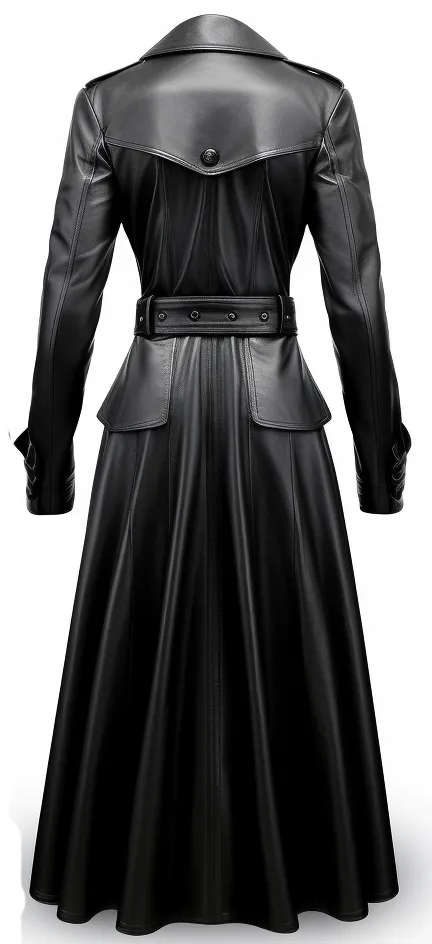 Women Rock Black Long Leather Designer Coat