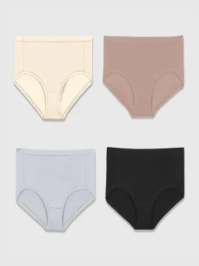 Women's 4 Pcs Plain Briefs Set,Multi