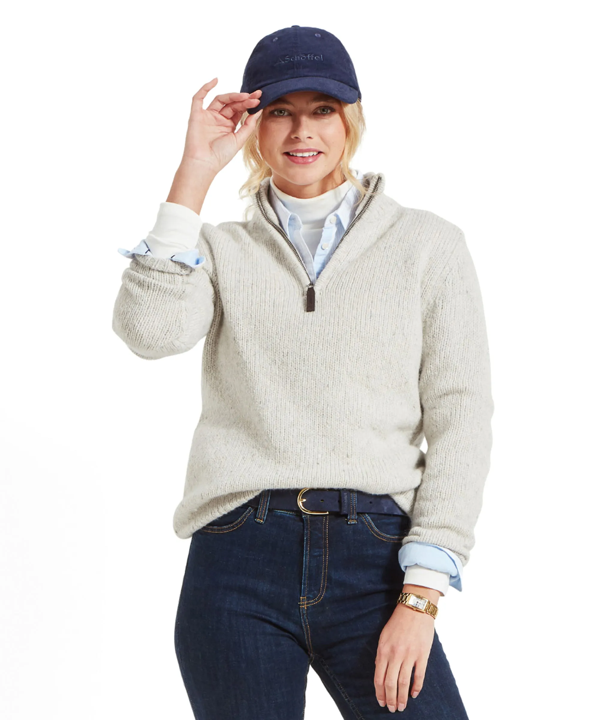 Women's Aviemore Alpaca Mix Quarter Zip Jumper - Ivory