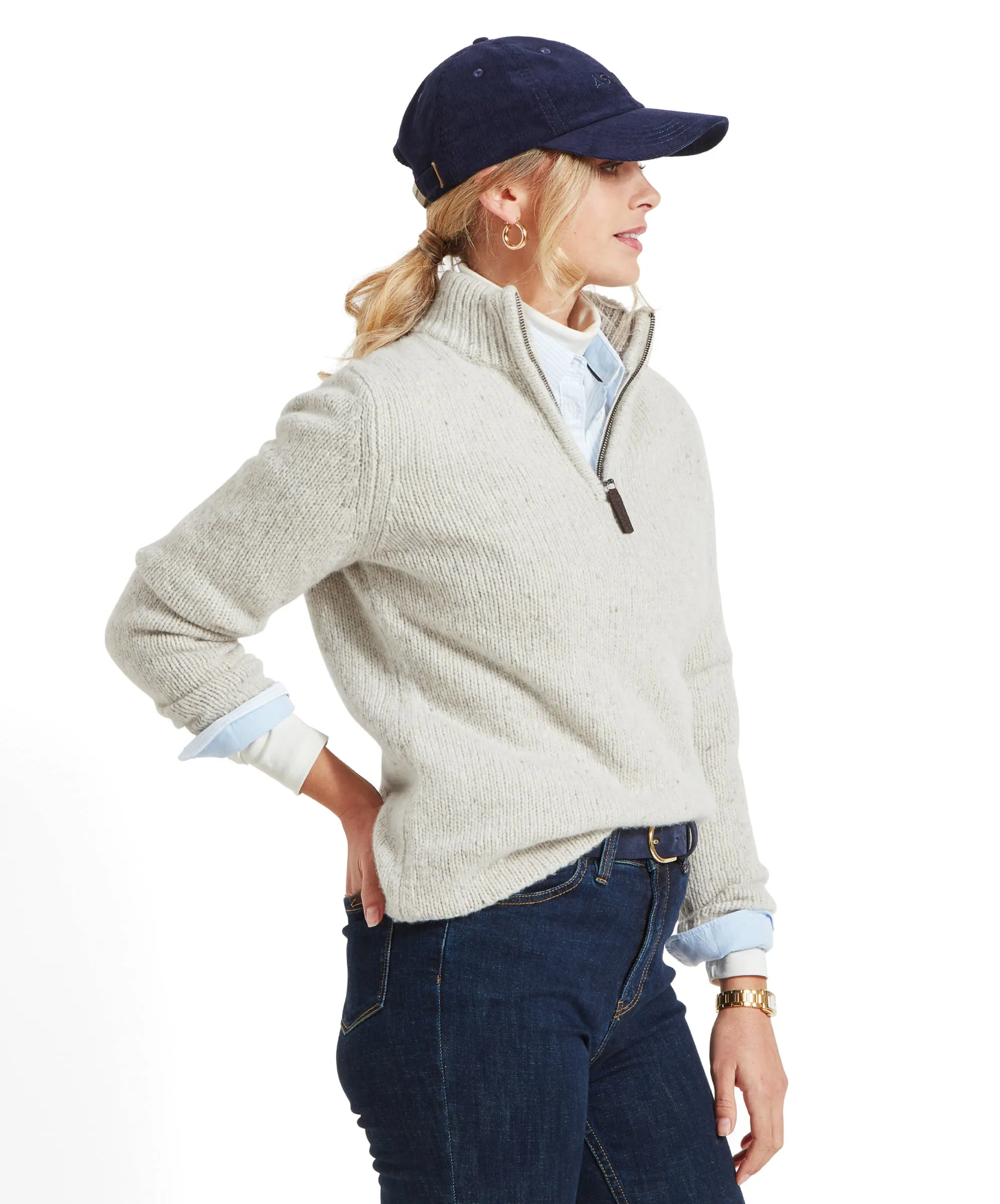 Women's Aviemore Alpaca Mix Quarter Zip Jumper - Ivory