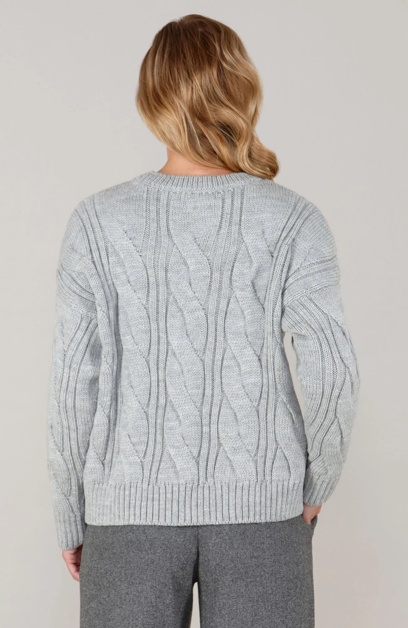 Womens Chunky Merino Wool Cable Jumper