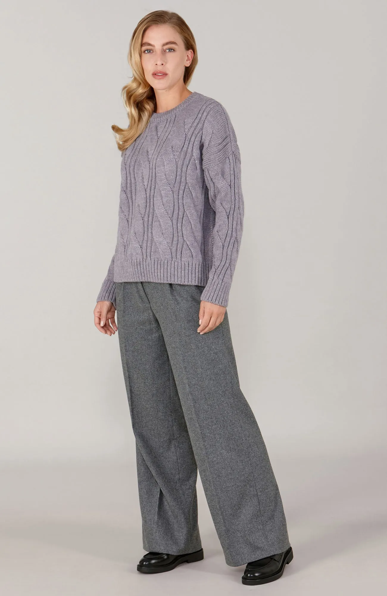 Womens Chunky Merino Wool Cable Jumper