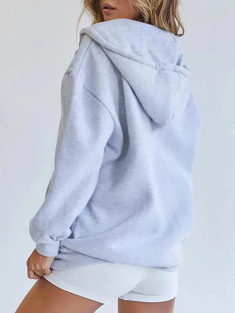 Womens Long Sleeve Hoodies Zip Up Hooded Sweatshirt Track Jacket