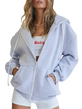 Womens Long Sleeve Hoodies Zip Up Hooded Sweatshirt Track Jacket