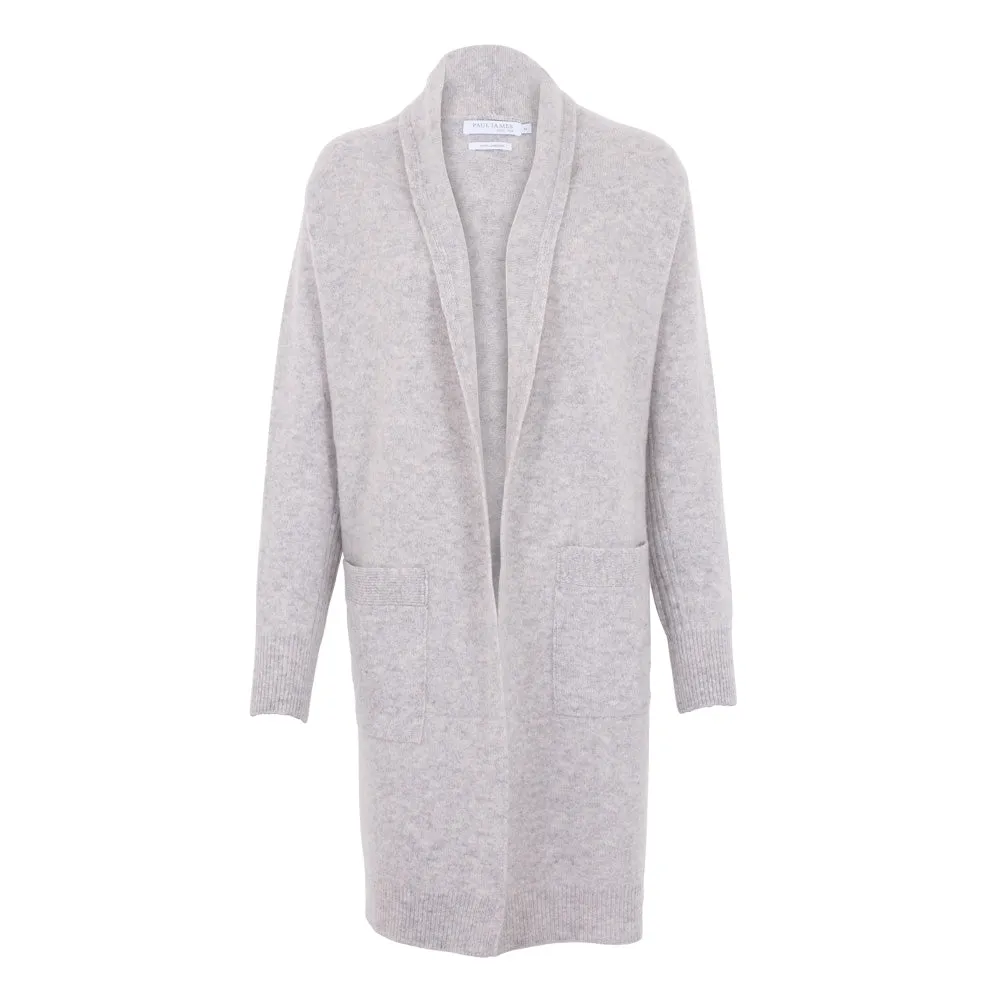 Womens Pure Lambswool Long Line Cardigan with Pockets