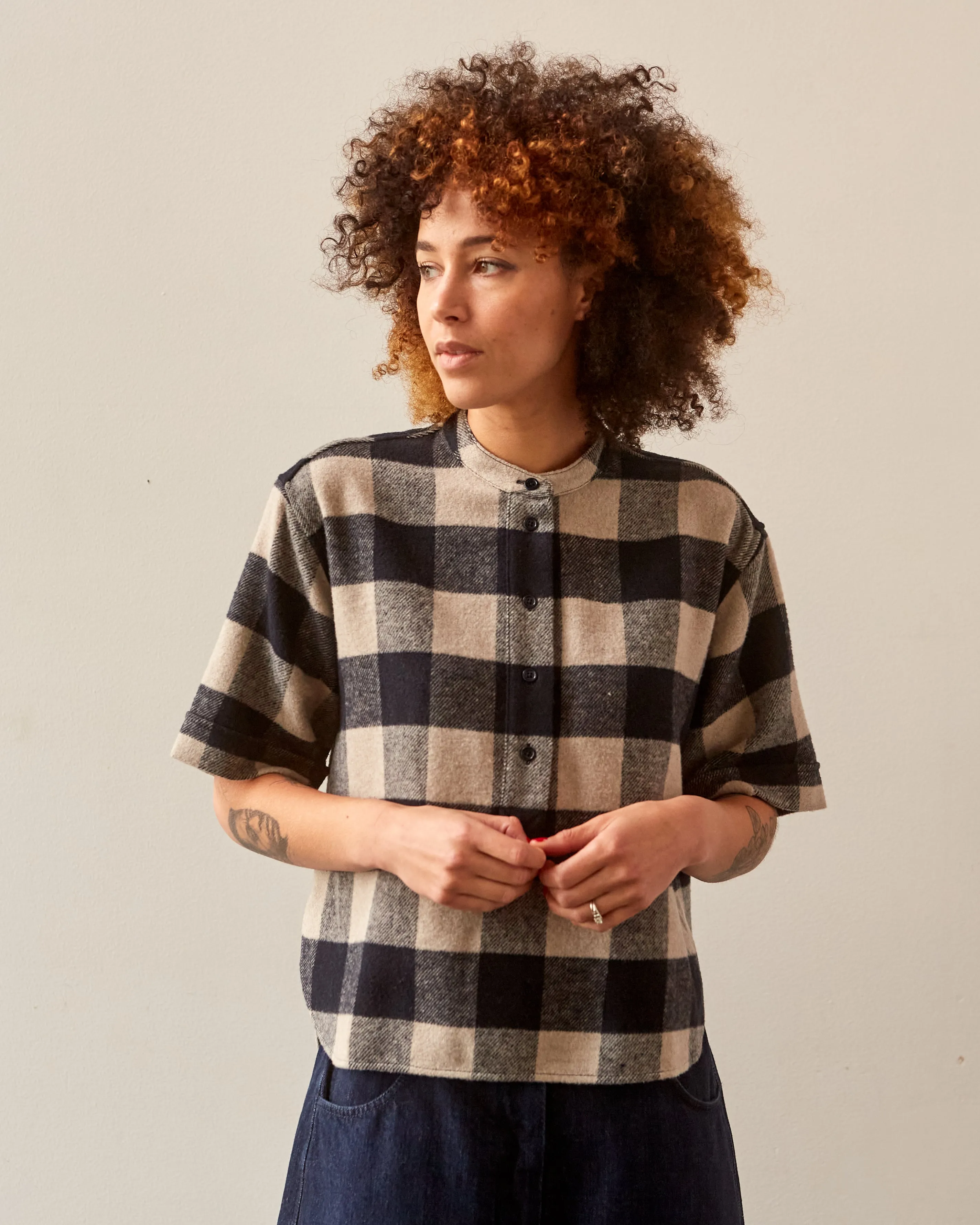 You Must Create Manon Shirt, Navy Check