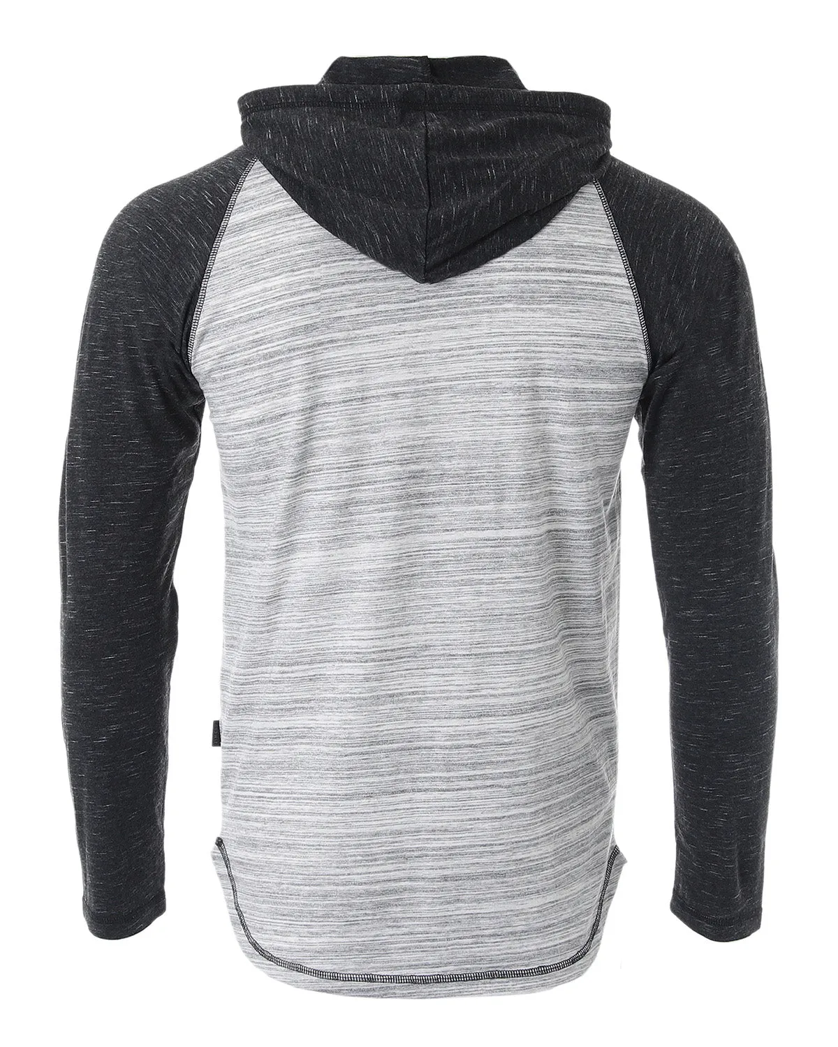 ZIMEGO Long Sleeve Raglan Henley Round Bottom Hood T-Shirts - GREY / BLACK